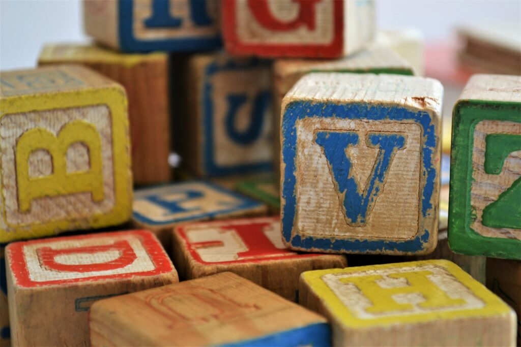 child care, blocks, letter blocks